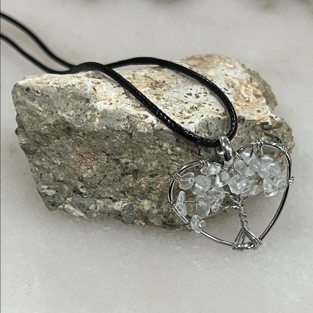 Clear Quartz Tree of Life Pendant Necklace